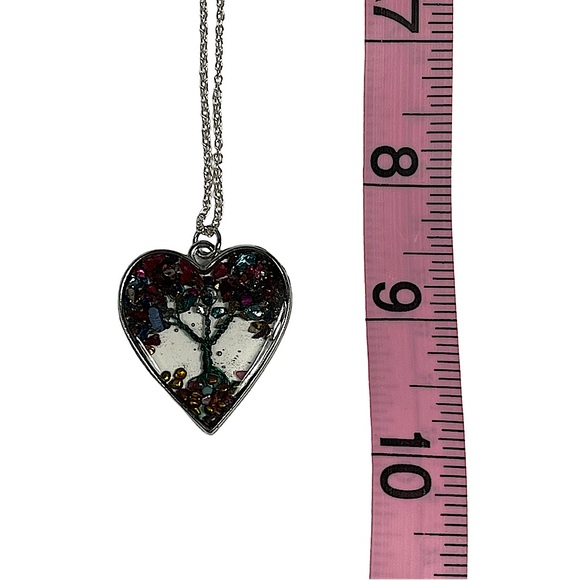 Multicolored Quartz Gemstone Tree of Life Necklace on Silver Metal Chain NEW - Picture 12 of 12